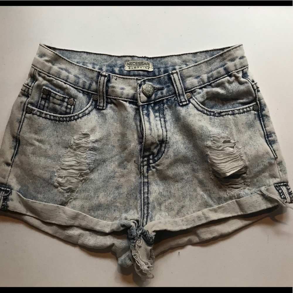 White wash jean shorts